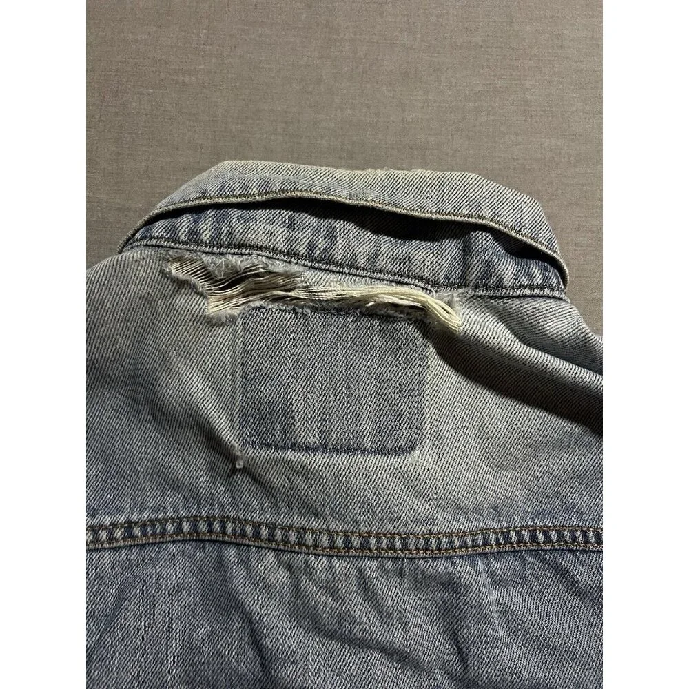 Vintage LEVIS 507 Denim Jacket Mens M Blue‎ Faded Distressed Button Adult.